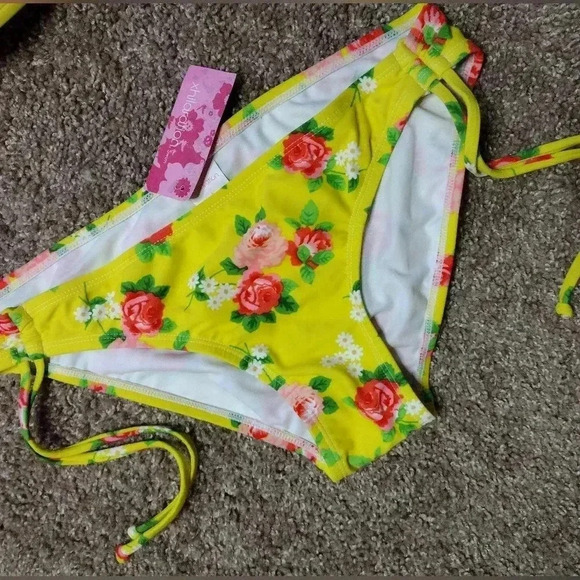 Xhilaration Floral Ruffle Yellow bikini NWT - Picture 2 of 8